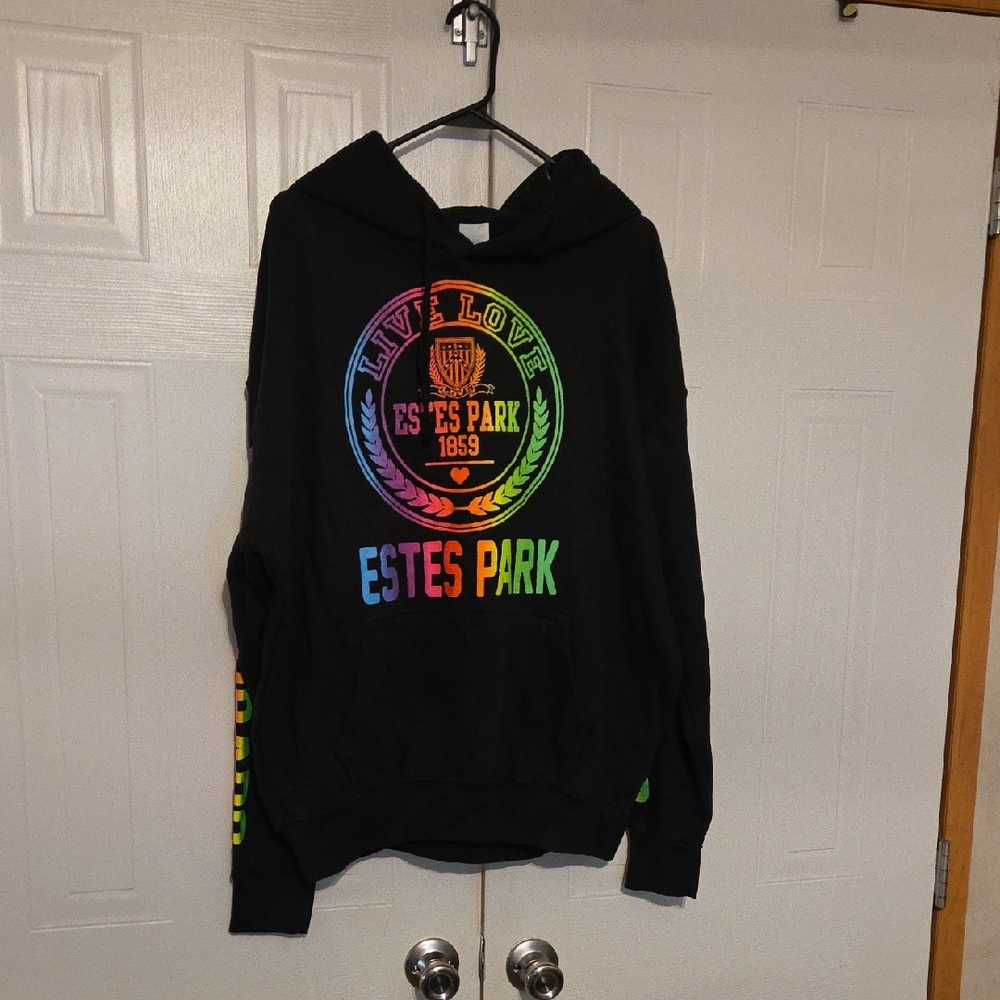 Estes Park Rainbow Logo Black Hoodie